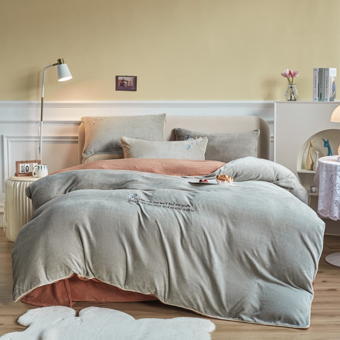 91家纺网 家纺一手货源 找家纺 凡客家居 2021秋冬新款工艺款牛奶绒四件套 梦想树