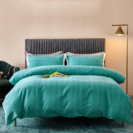 91家纺网 家纺一手货源 找家纺 （总）凡客2021秋冬新款全棉磨毛刺绣四件套学生宿舍三件套-潘多拉