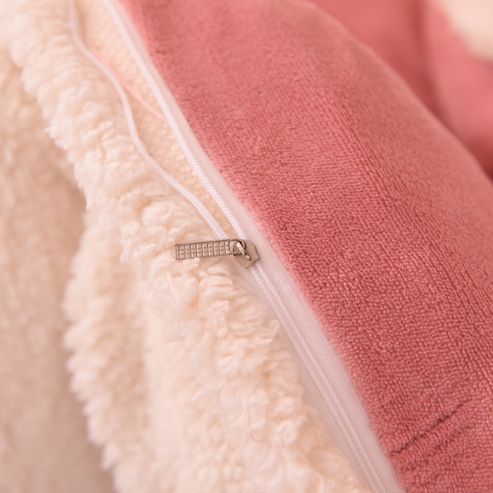 91家纺网 家纺一手货源 找家纺 艾米 2021新款牛奶绒羊羔绒双拼四件套 豆沙