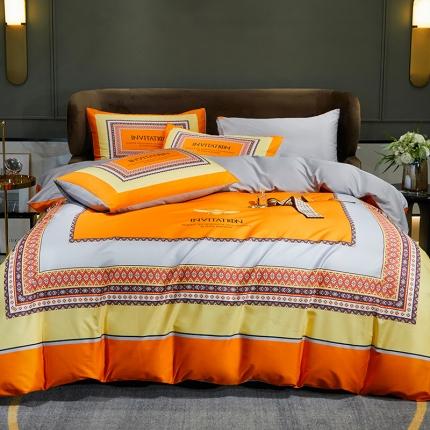 91家纺网 家纺一手货源 找家纺 （总）凡客 2022春夏新款60S贡缎长绒棉印花四件套学生宿舍三件套