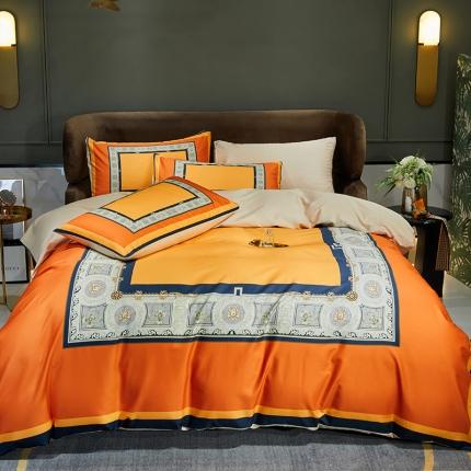 91家纺网 家纺一手货源 找家纺 （总）凡客 2022春夏新款60S贡缎长绒棉印花四件套学生宿舍三件套