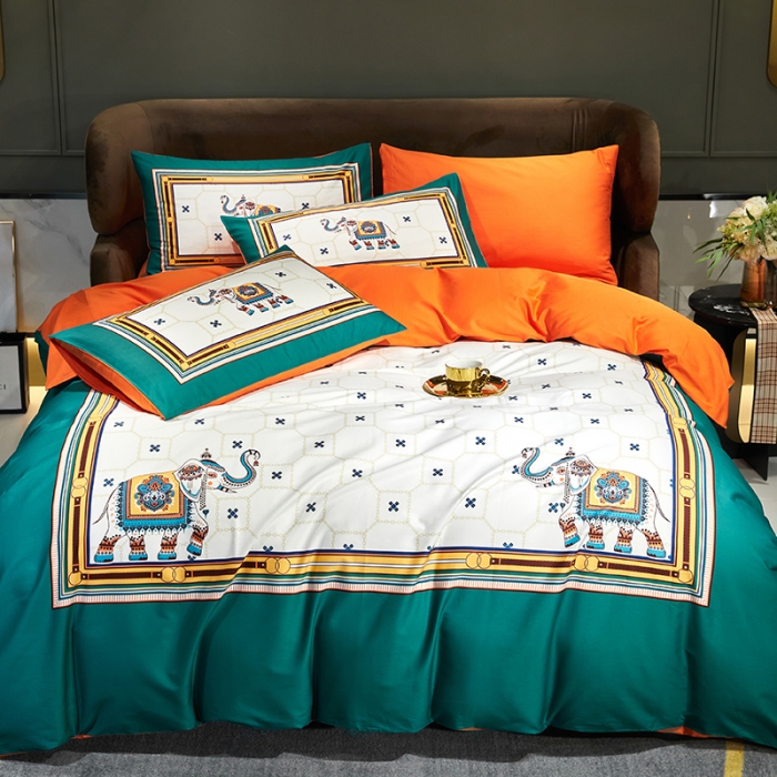 91家纺网 家纺一手货源 找家纺 凡客 2022春夏新款60S贡缎长绒棉印花四件套 都市丽人