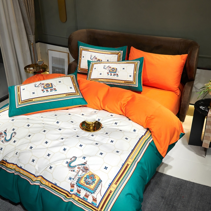 91家纺网 家纺一手货源 找家纺 凡客 2022春夏新款60S贡缎长绒棉印花四件套 都市丽人