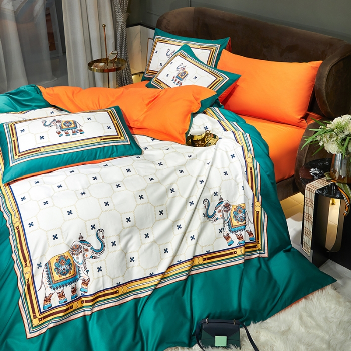 91家纺网 家纺一手货源 找家纺 凡客 2022春夏新款60S贡缎长绒棉印花四件套 都市丽人