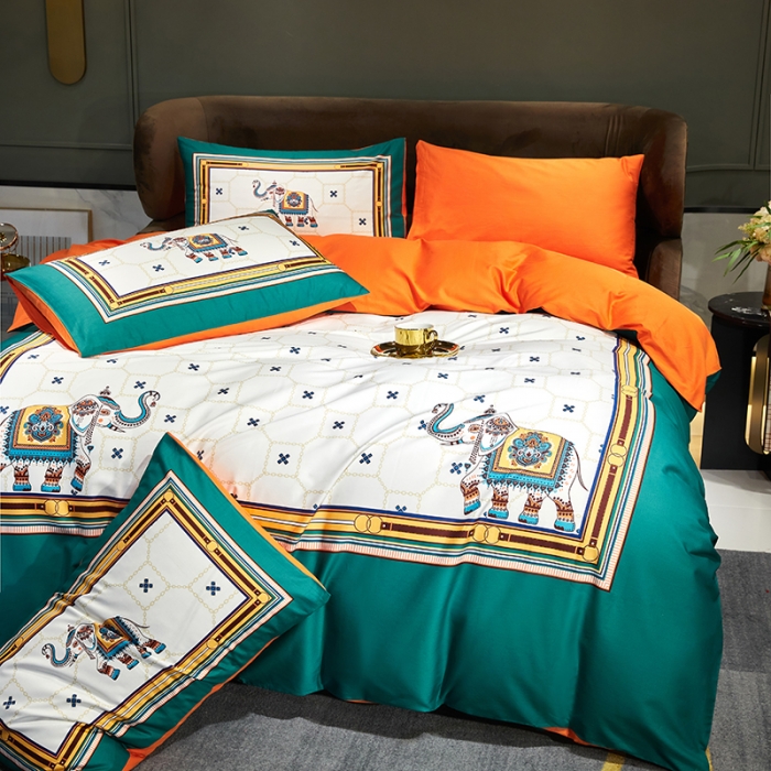 91家纺网 家纺一手货源 找家纺 凡客 2022春夏新款60S贡缎长绒棉印花四件套 都市丽人