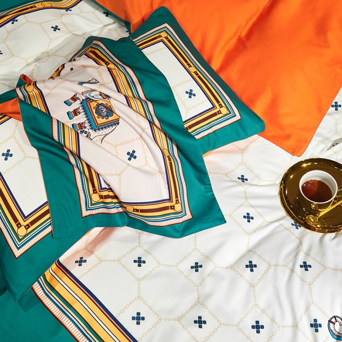 91家纺网 家纺一手货源 找家纺 凡客 2022春夏新款60S贡缎长绒棉印花四件套 都市丽人