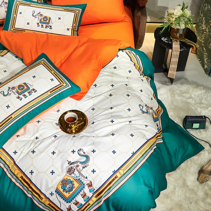 91家纺网 家纺一手货源 找家纺 凡客 2022春夏新款60S贡缎长绒棉印花四件套 都市丽人