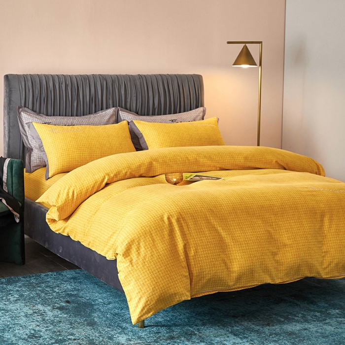 91家纺网 家纺一手货源 找家纺 凡客2021秋冬新款全棉磨毛刺绣四件套-潘多拉 潘多拉（黄）