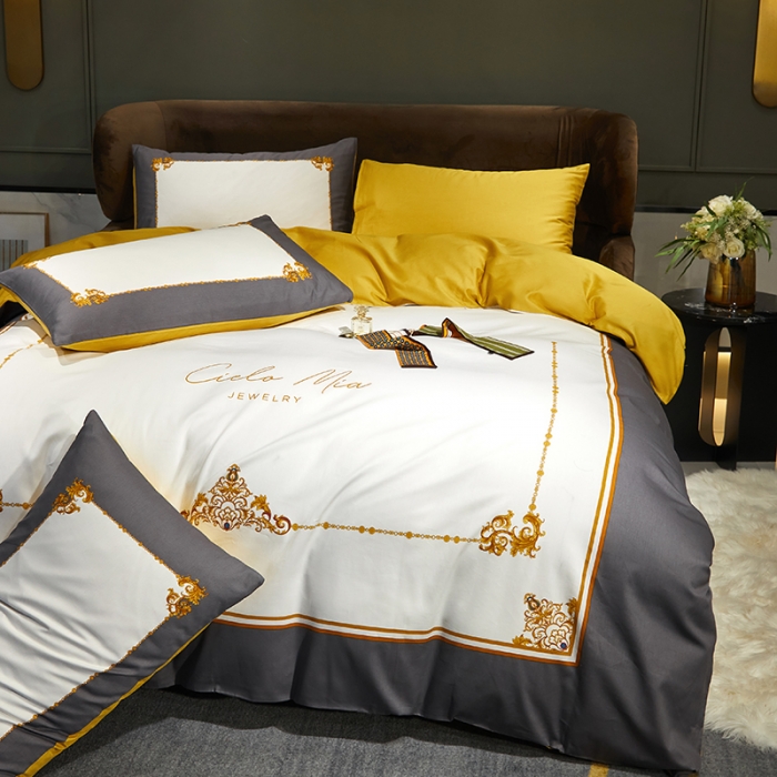 91家纺网 家纺一手货源 找家纺 凡客 2022春夏新款60S贡缎长绒棉印花四件套 花栖寻梦