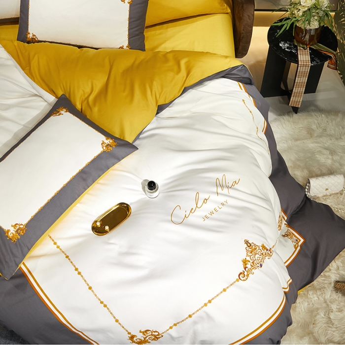 91家纺网 家纺一手货源 找家纺 凡客 2022春夏新款60S贡缎长绒棉印花四件套 花栖寻梦