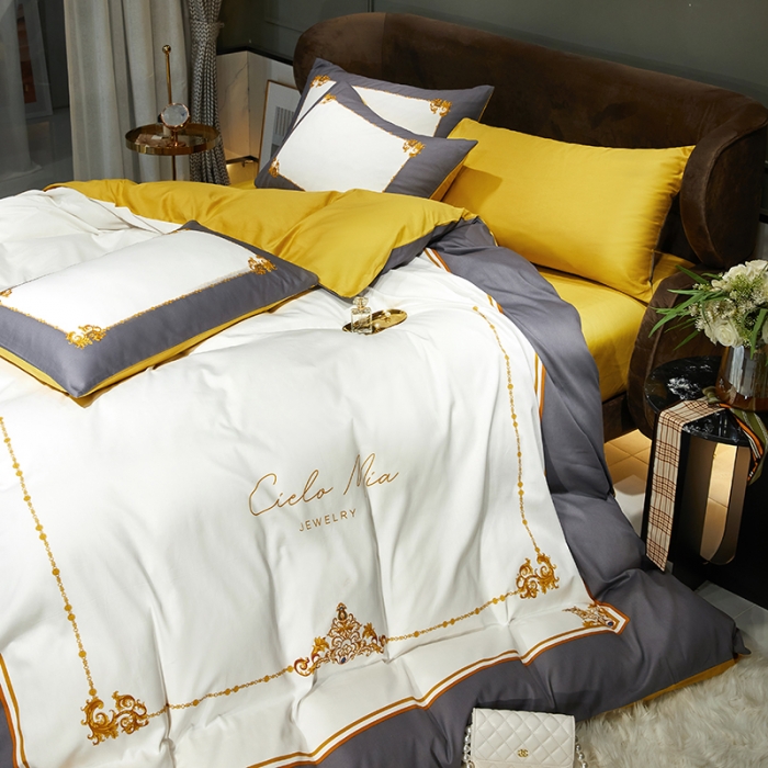 91家纺网 家纺一手货源 找家纺 凡客 2022春夏新款60S贡缎长绒棉印花四件套 花栖寻梦