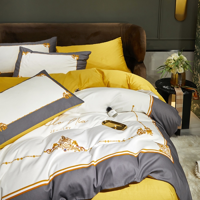 91家纺网 家纺一手货源 找家纺 凡客 2022春夏新款60S贡缎长绒棉印花四件套 花栖寻梦