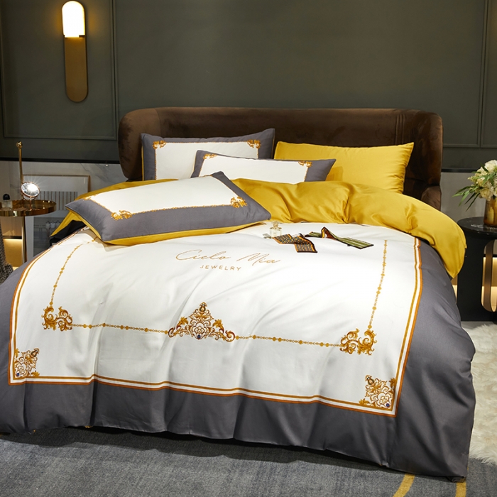 91家纺网 家纺一手货源 找家纺 凡客 2022春夏新款60S贡缎长绒棉印花四件套 花栖寻梦