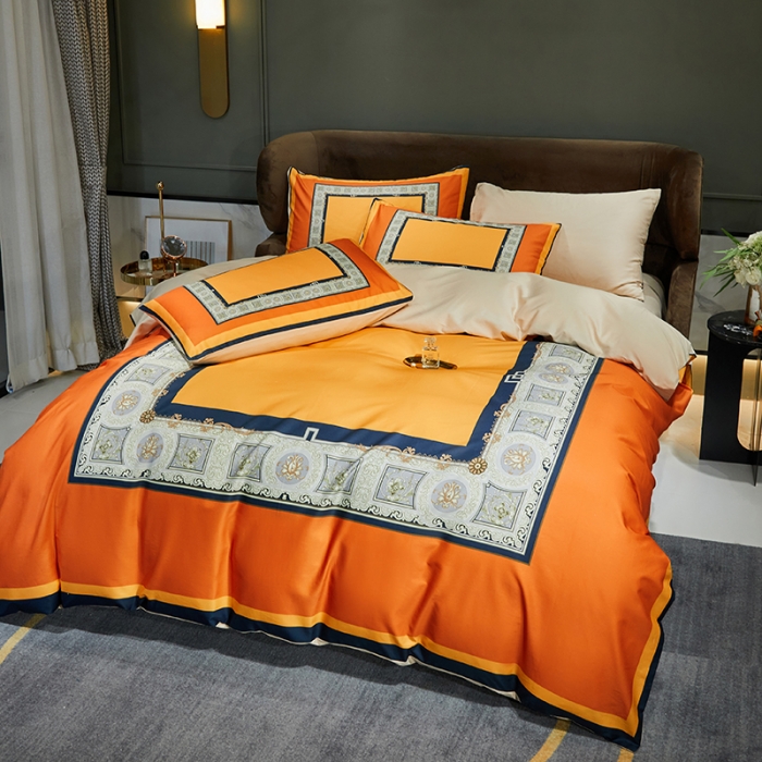 91家纺网 家纺一手货源 找家纺 凡客 2022春夏新款60S贡缎长绒棉印花四件套 时尚左拉