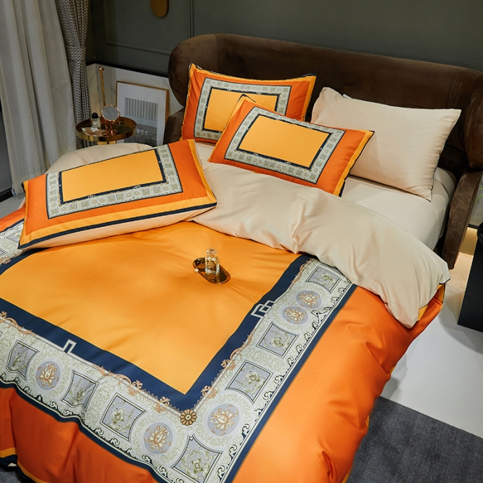 91家纺网 家纺一手货源 找家纺 凡客 2022春夏新款60S贡缎长绒棉印花四件套 时尚左拉