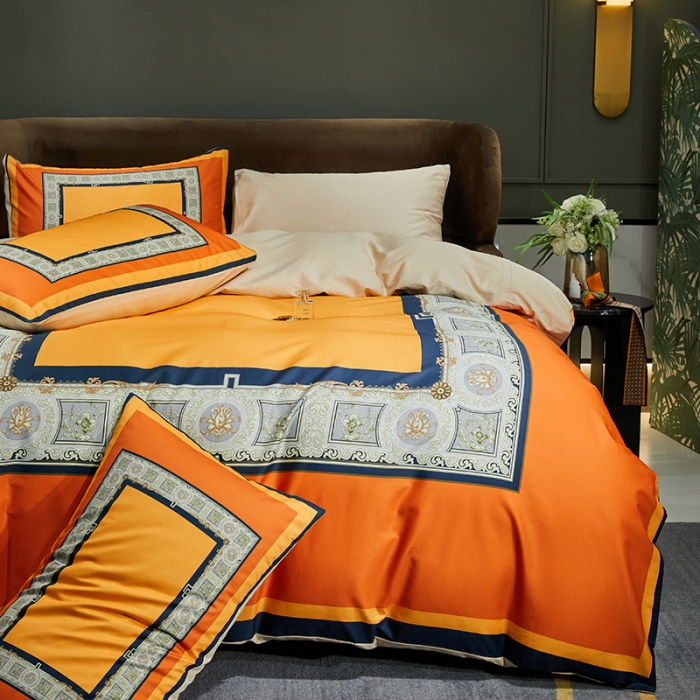 91家纺网 家纺一手货源 找家纺 凡客 2022春夏新款60S贡缎长绒棉印花四件套 时尚左拉