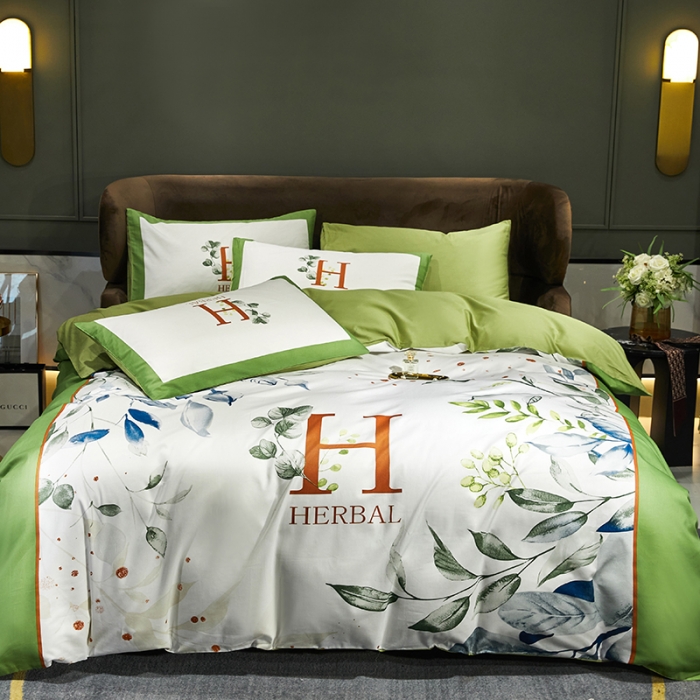 91家纺网 家纺一手货源 找家纺 凡客 2022春夏新款60S贡缎长绒棉印花四件套 炫舞暖阳