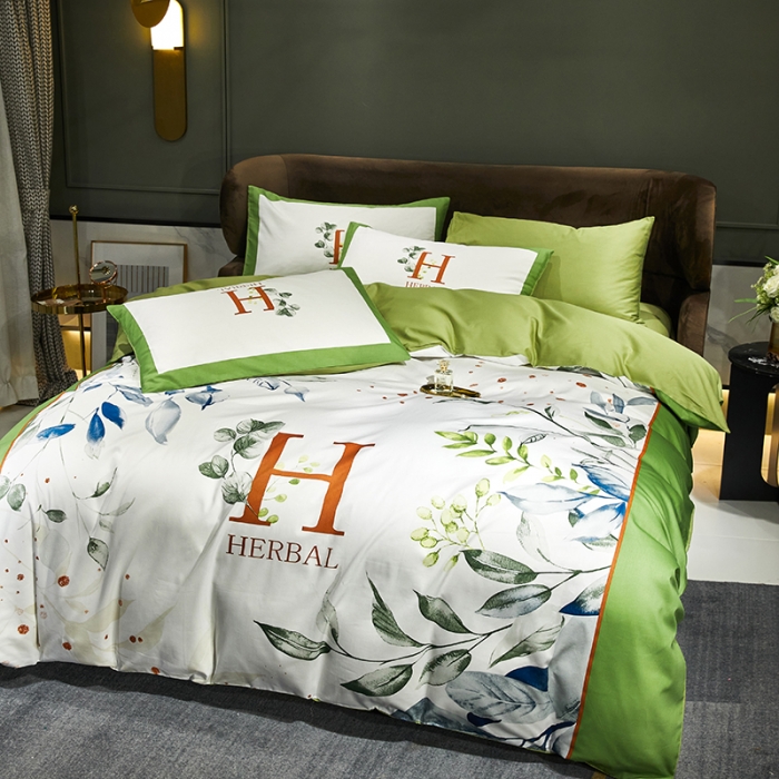 91家纺网 家纺一手货源 找家纺 凡客 2022春夏新款60S贡缎长绒棉印花四件套 炫舞暖阳