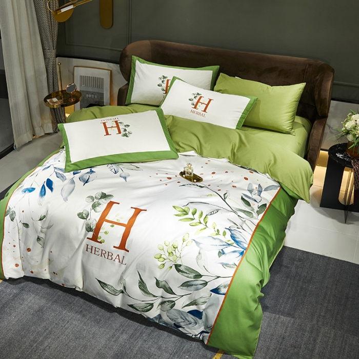 91家纺网 家纺一手货源 找家纺 凡客 2022春夏新款60S贡缎长绒棉印花四件套 炫舞暖阳