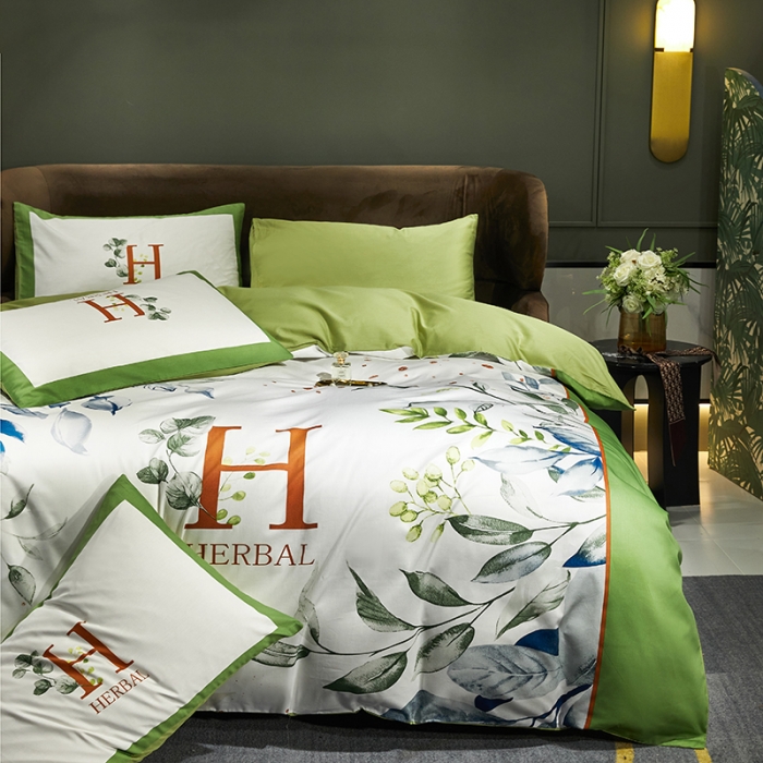 91家纺网 家纺一手货源 找家纺 凡客 2022春夏新款60S贡缎长绒棉印花四件套 炫舞暖阳