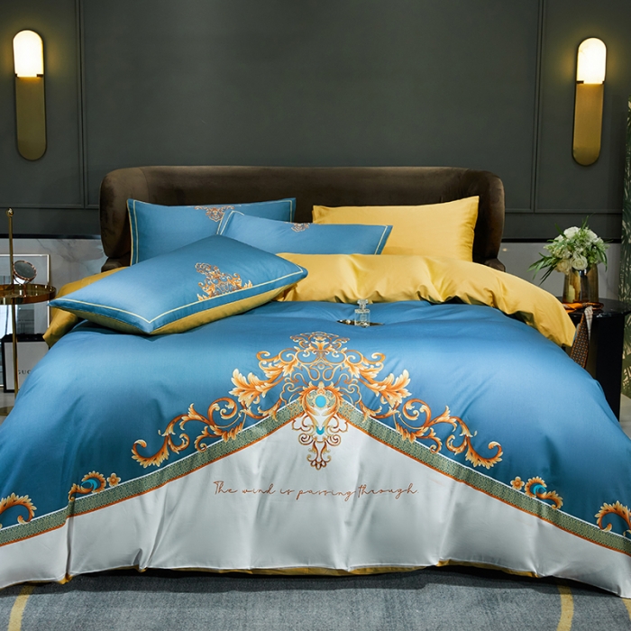 91家纺网 家纺一手货源 找家纺 凡客 2022春夏新款60S贡缎长绒棉印花四件套 悠漾花影