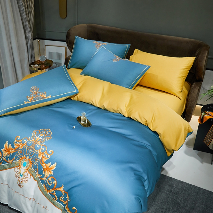 91家纺网 家纺一手货源 找家纺 凡客 2022春夏新款60S贡缎长绒棉印花四件套 悠漾花影