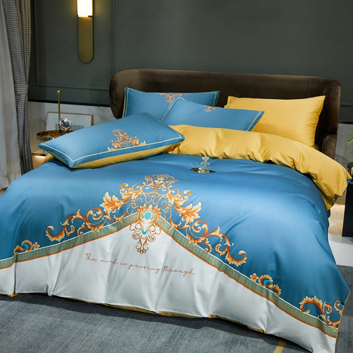 91家纺网 家纺一手货源 找家纺 凡客 2022春夏新款60S贡缎长绒棉印花四件套 悠漾花影