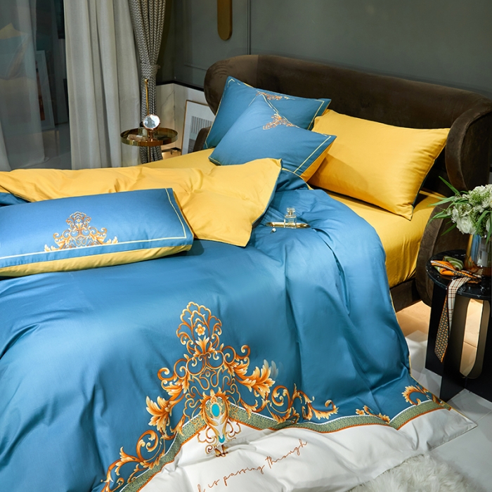 91家纺网 家纺一手货源 找家纺 凡客 2022春夏新款60S贡缎长绒棉印花四件套 悠漾花影