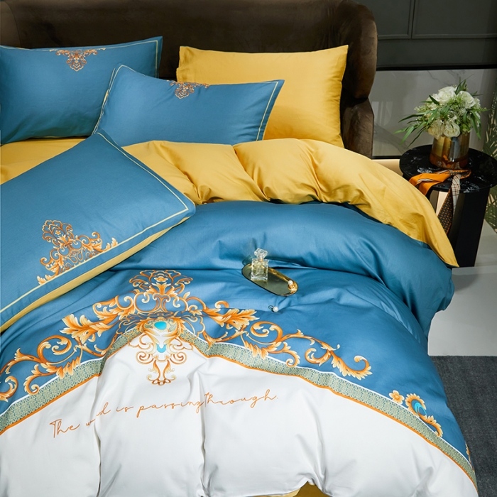 91家纺网 家纺一手货源 找家纺 凡客 2022春夏新款60S贡缎长绒棉印花四件套 悠漾花影