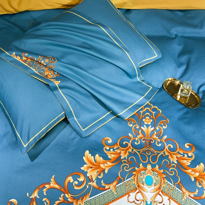 91家纺网 家纺一手货源 找家纺 凡客 2022春夏新款60S贡缎长绒棉印花四件套 悠漾花影