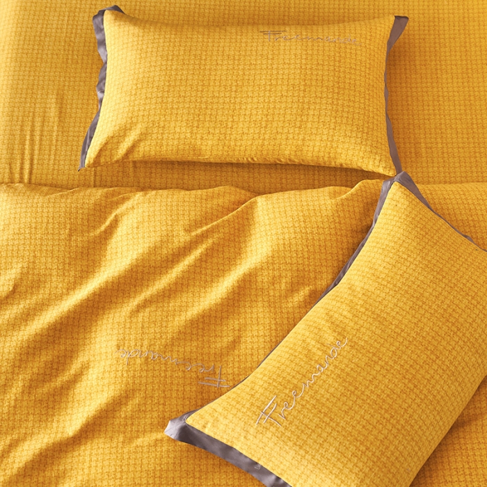 91家纺网 家纺一手货源 找家纺 凡客2021秋冬新款全棉磨毛刺绣四件套-潘多拉 潘多拉（黄）