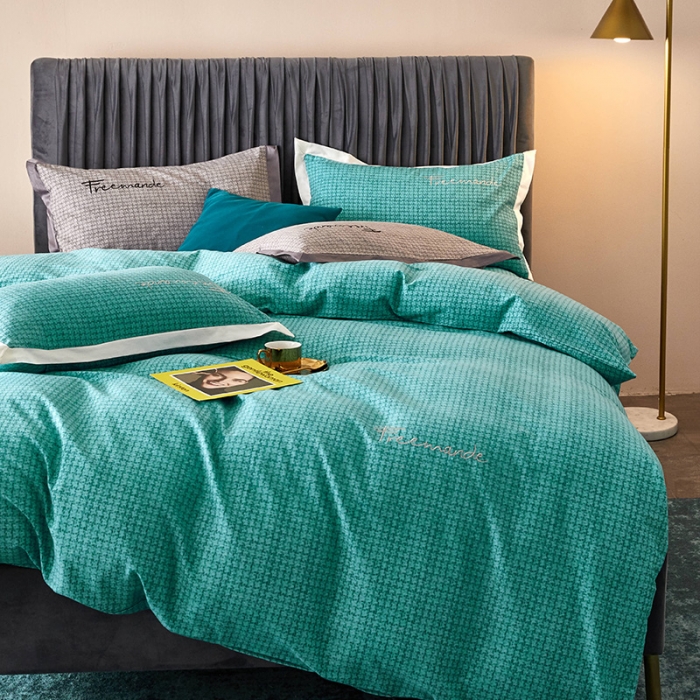 91家纺网 家纺一手货源 找家纺 凡客2021秋冬新款全棉磨毛刺绣四件套-潘多拉 潘多拉（绿）