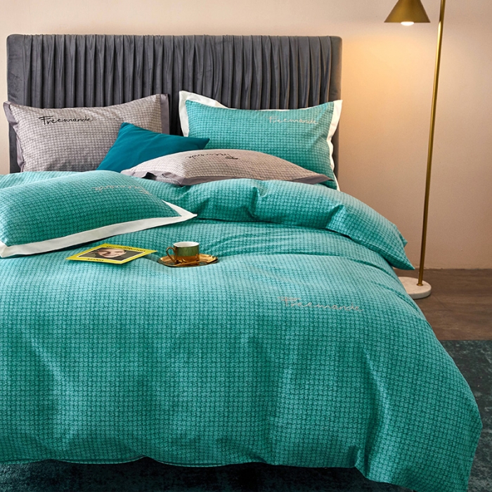 91家纺网 家纺一手货源 找家纺 凡客2021秋冬新款全棉磨毛刺绣四件套-潘多拉 潘多拉（绿）