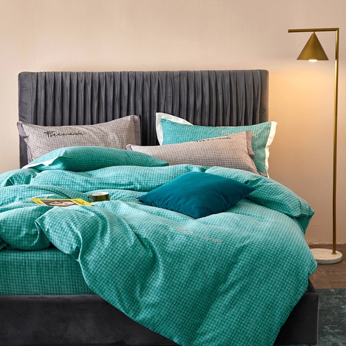 91家纺网 家纺一手货源 找家纺 凡客2021秋冬新款全棉磨毛刺绣四件套-潘多拉 潘多拉（绿）