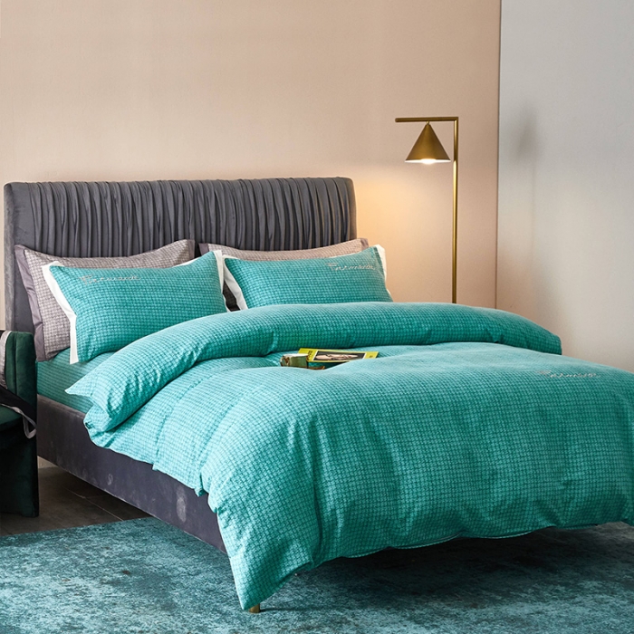 91家纺网 家纺一手货源 找家纺 凡客2021秋冬新款全棉磨毛刺绣四件套-潘多拉 潘多拉（绿）