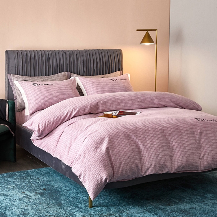 91家纺网 家纺一手货源 找家纺 凡客2021秋冬新款全棉磨毛刺绣四件套-潘多拉 潘多拉（紫）