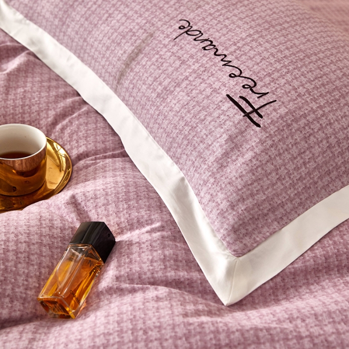 91家纺网 家纺一手货源 找家纺 凡客2021秋冬新款全棉磨毛刺绣四件套-潘多拉 潘多拉（紫）