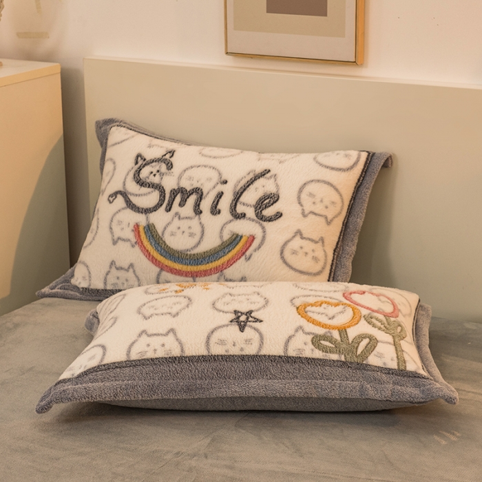 91家纺网 家纺一手货源 找家纺 懒猫家纺 2021新款大版雪花绒四件套 彩虹微笑