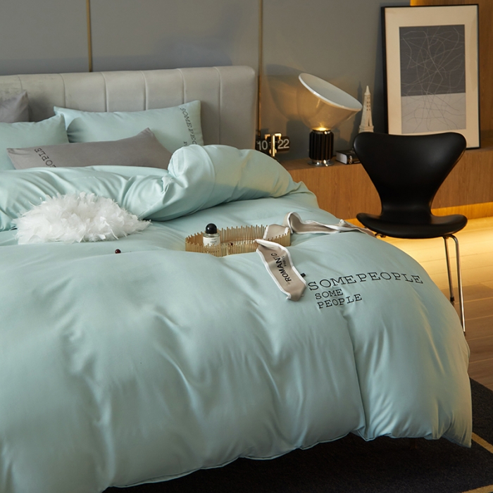 91家纺网 家纺一手货源 找家纺 凡客2021秋冬新款贝利卡埃类棉刺绣磨毛四件套 贝利卡-湖绿