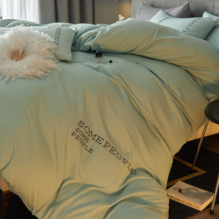 91家纺网 家纺一手货源 找家纺 凡客2021秋冬新款贝利卡埃类棉刺绣磨毛四件套 贝利卡-湖绿