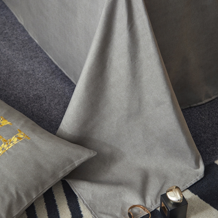 91家纺网 家纺一手货源 找家纺 凡客2021秋冬新款雅棉刺绣四件套-索菲亚 索菲亚-灰