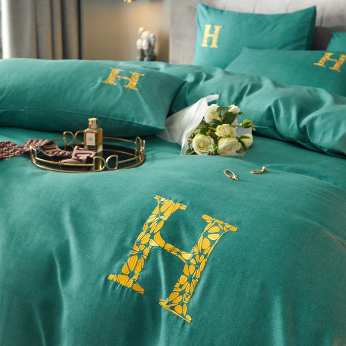 91家纺网 家纺一手货源 找家纺 凡客2021秋冬新款雅棉刺绣四件套-索菲亚 索菲亚-绿