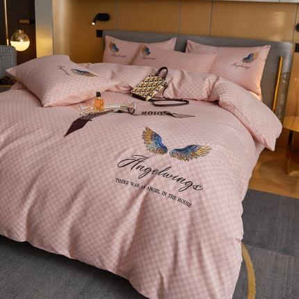 91家纺网 家纺一手货源 找家纺 （总）凡客 2021秋冬新款天使之翼埃类棉刺绣磨毛四件套学生宿舍三件套