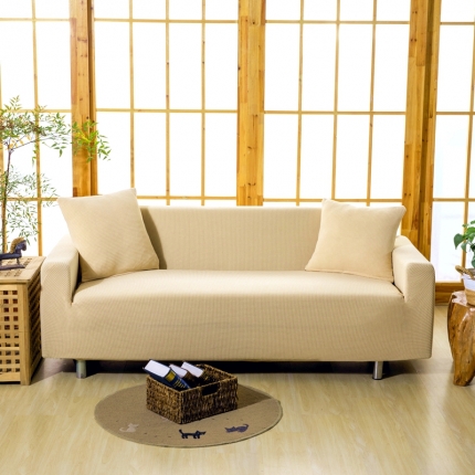 91家纺网 家纺一手货源 找家纺 210g大尺寸防泼水华夫格弹力沙发套 全包沙发罩纯色沙发垫