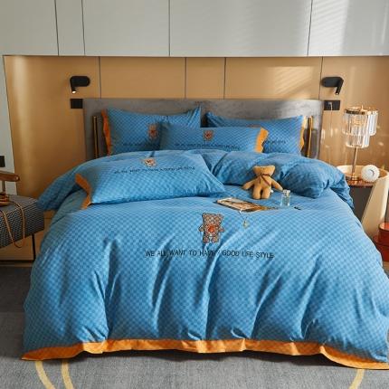 91家纺网 家纺一手货源 找家纺 （总）凡客 2021秋冬新款埃类棉刺绣磨毛四件套-熊