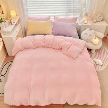 91家纺网 家纺一手货源 找家纺 （总）慕尚 2022新款纯色搭色奶油席牛奶绒四件套