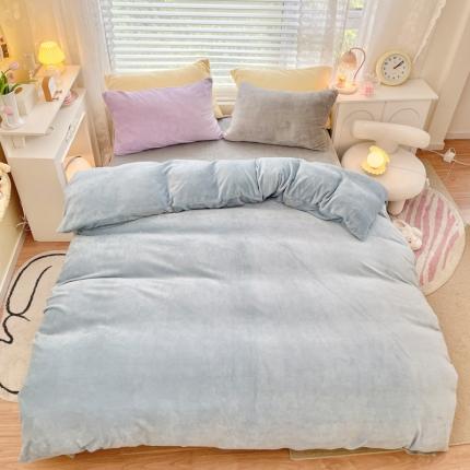 91家纺网 家纺一手货源 找家纺 （总）慕尚 2022新款纯色搭色奶油席牛奶绒四件套