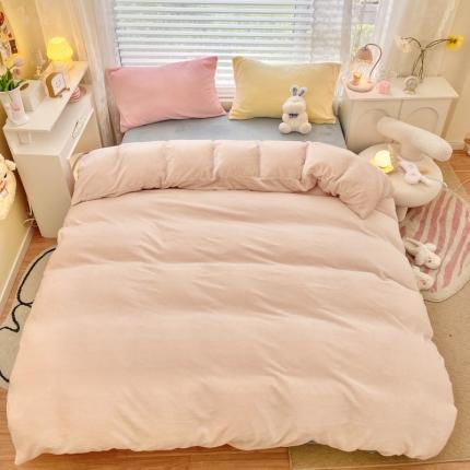 91家纺网 家纺一手货源 找家纺 （总）慕尚 2022新款纯色搭色奶油席牛奶绒四件套