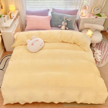 91家纺网 家纺一手货源 找家纺 （总）慕尚 2022新款纯色搭色奶油席牛奶绒四件套