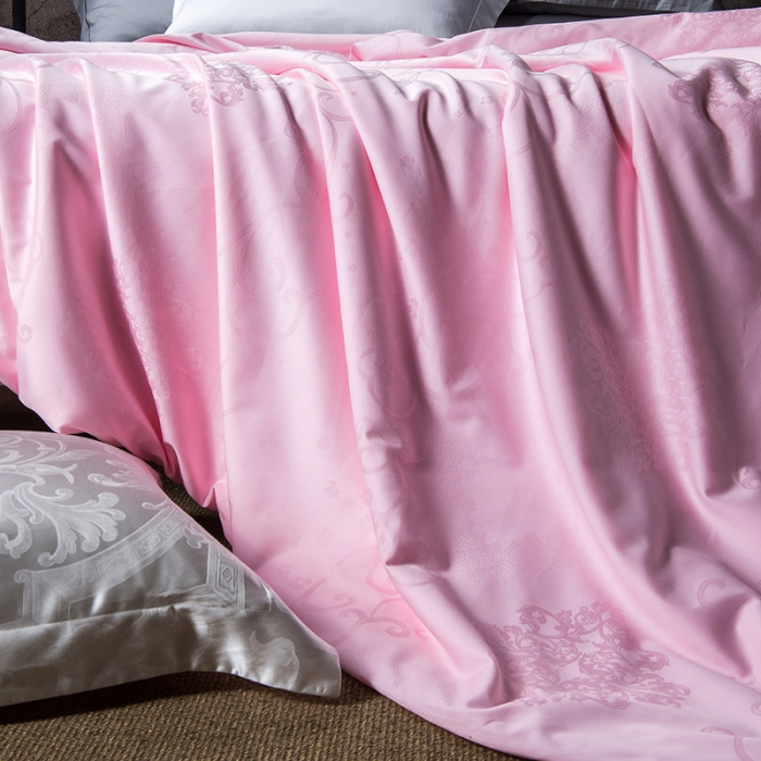 91家纺网 家纺一手货源 找家纺 香夫 2021新款40S大提花纯蚕丝被 卡诺-粉